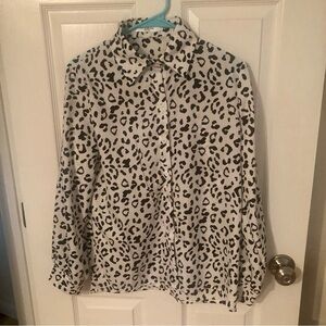Animal Print Button Down Blouse Size M